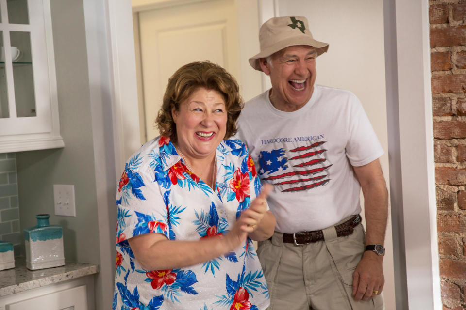 Margo Martindale and Jon Lovitz walking into a room in Mother's Day
