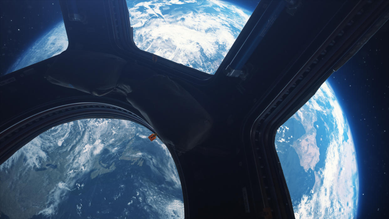 Earth view from space from the window of the international space station (NASA)