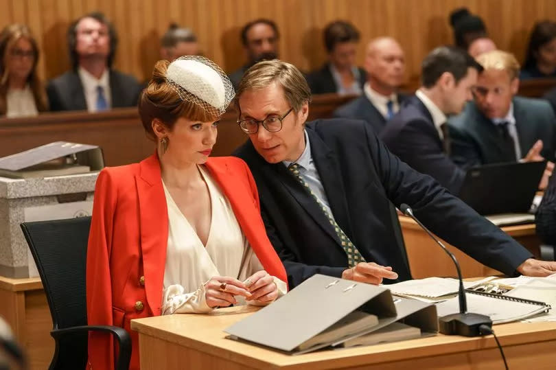 Stephen Merchant with Eleanor Tomlinson in series three of The Outlaws