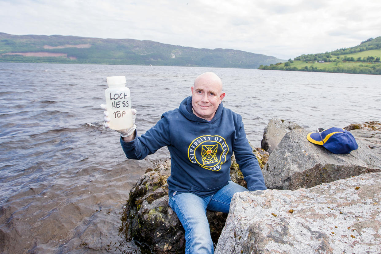 Otago University scientist Neil Gemmell from New Zealand takes environmental DNA samples from Loch Ness (Picture: SWNS)