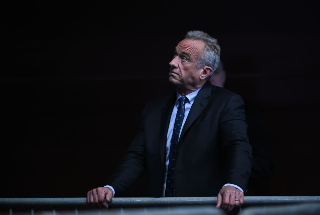 Independent presidential candidate Robert F. Kennedy, Jr. tapped California attorney Nicole Shanahan as his running mate for vice president during an event in Oakland, California, on March 26, 2024. (Photo by Tayfun Coskun/Anadolu via Getty Images)