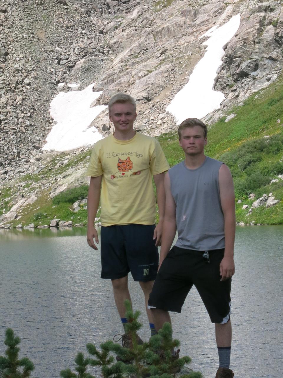 James "LJ" Winnefeld III (left) and his late brother, Jonathan, hiking in Breckenridge, Colorado, in August 2015.