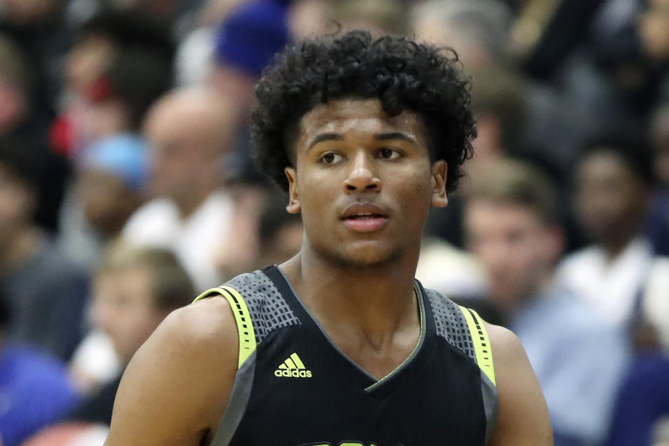 FILE - In this Jan. 19, 2020, file photo, Prolific Prep's Jalen Green plays against La Lumiere during a high school basketball game at the Hoophall Classic in Springfield, Mass. Green was selected by the Houston Rockets in the NBA basketball draft Thursday, July 29, 2021. (AP Photo/Gregory Payan, File)