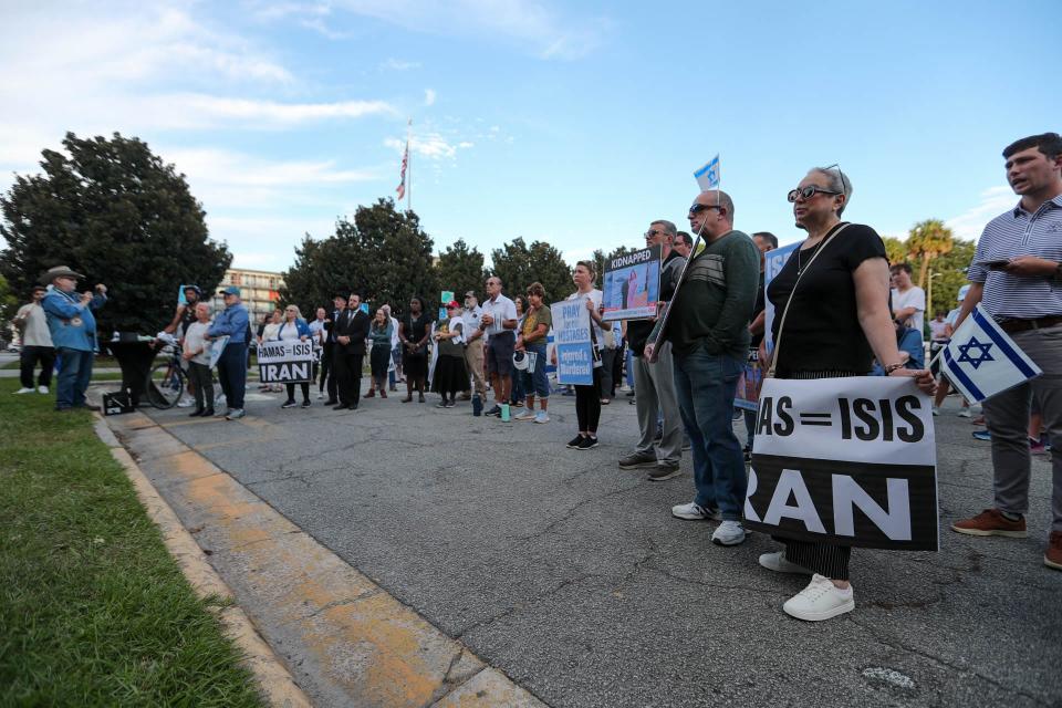 Supporters gather for a community prayer vigil for Israel on Tuesday, October 10, 2023 at the Savannah Civic Center.