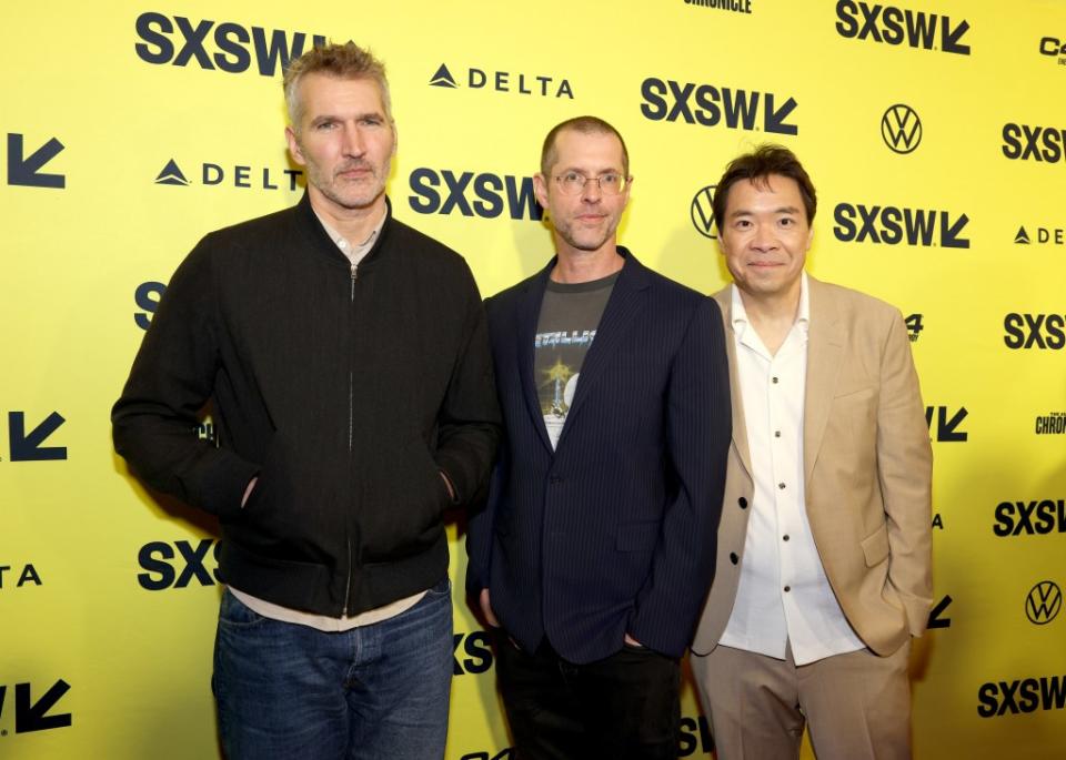 “Game of Thrones” creators David Benioff and D. B. Weiss joined Alexander Woo in creating “3 Body Problem” for Netflix. Getty Images for Netflix