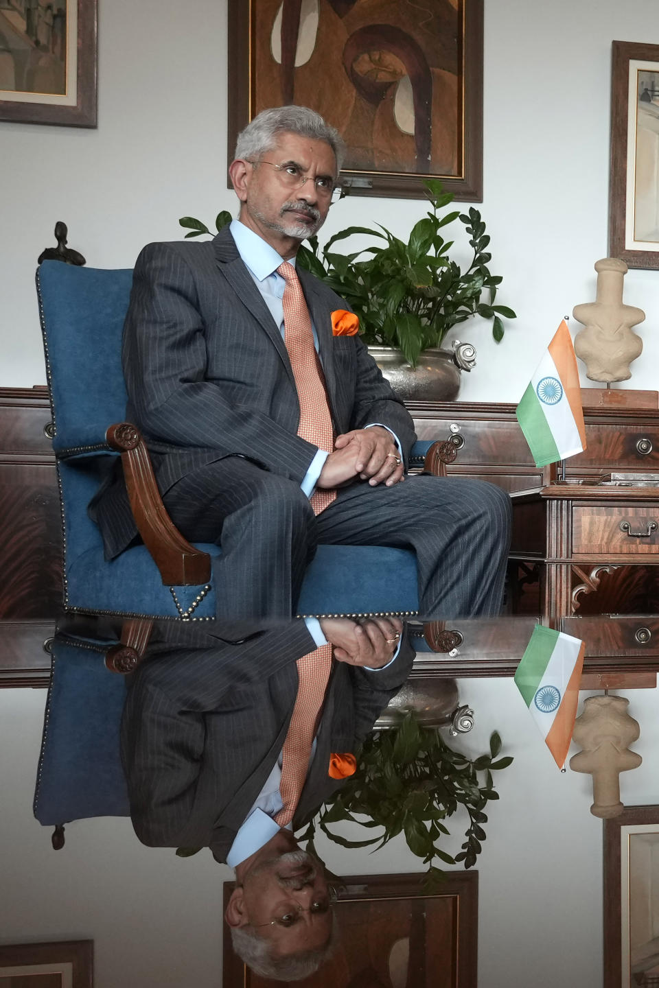 Indian foreign minister Subrahmanyam Jaishankar meets with Cyprus' foreign minister Ioannis Kasoulides at the foreign house in capital Nicosia, Cyprus, Thursday, Dec. 29, 2022. Jaishankar is in Cyprus for a two-day official visit. (AP Photo/Petros Karadjias)