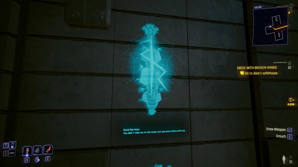 A memorial in Cyberpunk 2077 that reads: 