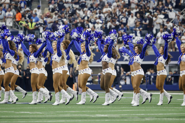 The Dallas Cowboys Cheerleaders entertain the crowd at a National