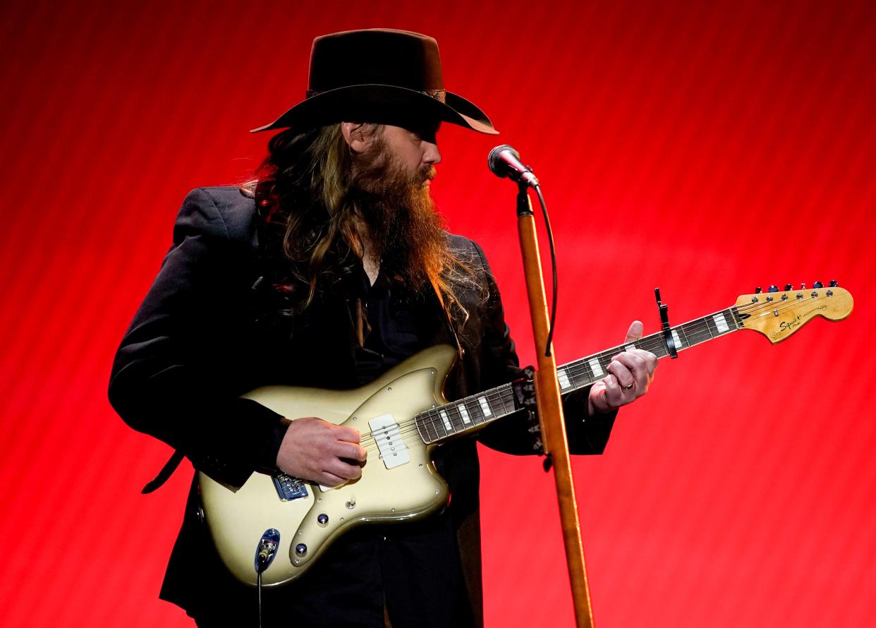 Chris Stapleton performs during the 57th Academy of Country Music Awards at Allegiant Stadium in Las Vegas, Nev., Monday, March 7, 2022.