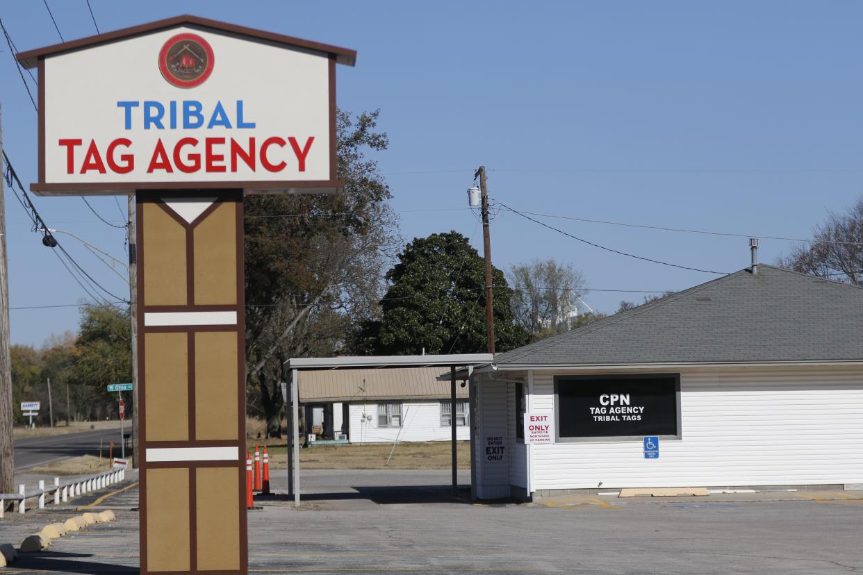 The tag office for the Citizen Potawatomi Nation is pictured in Shawnee.