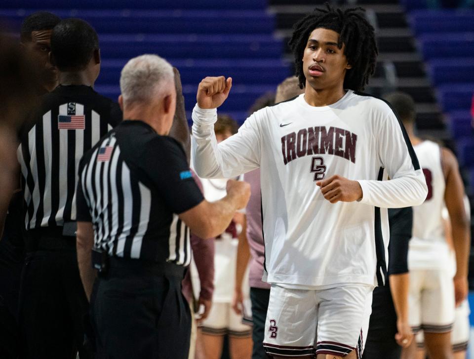 Don Bosco Prep Ironmen guard Dylan Harper (2) is introduced before a game against the McEachern Indians during the 50th annual City of Palms Classic