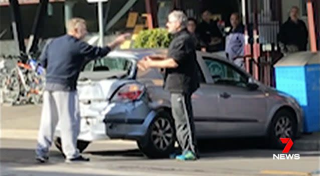 A Melbourne man was arrested after appearing to unleash his full fury on another motorist following a road rage incident. Picture: 7 News