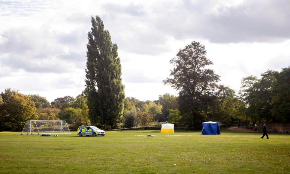 Police at Craneford Way playing fields in Twickenham