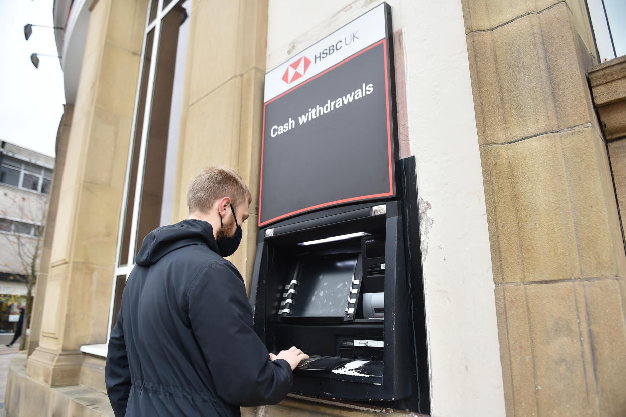 An HSBC ATM machine in Stoke, England. Photo: Nathan Stirk/Getty Images