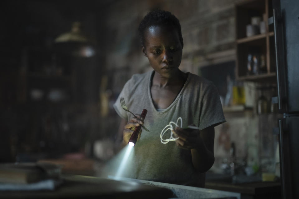 This image released by Paramount Pictures shows Lupita Nyong'o in a scene from "A Quiet Place: Day One." (Gareth Gatrell/Paramount Pictures via AP)