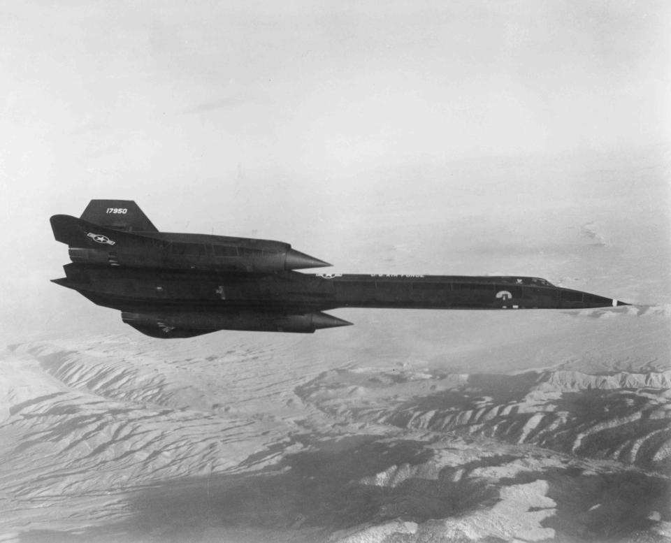 The American spy plane Lockheed A-12 Oxcart in flight.