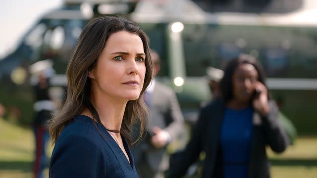 <p>netflix</p> Keri Russell as Kate Wyler in "The Diplomat"