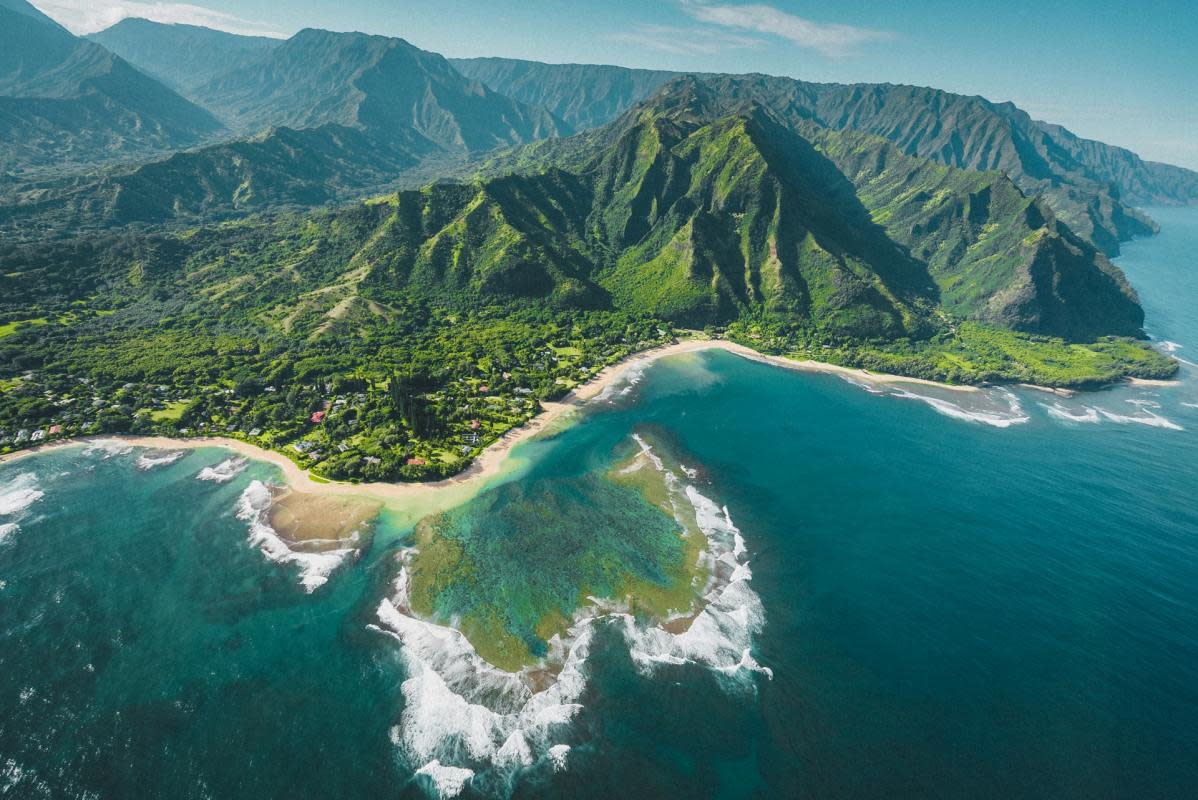 The Hawaiian island of Kauai as seen from above