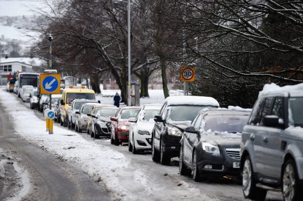 Snowy Weather Brings Balloch To A Standstill