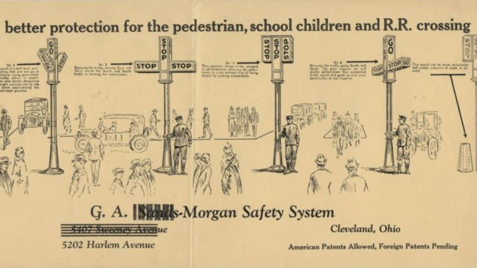 An advertising sheet for the Morgan Safety System, a traffic signal system circa 1923. - Western Reserve Historical Society