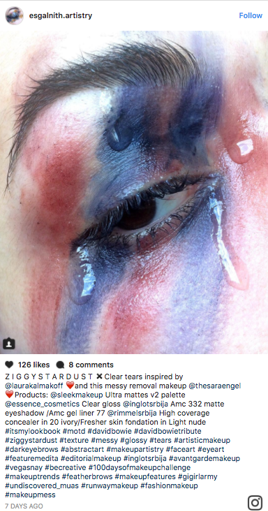Makeup artists on Instagram have been creating realistic-looking tear makeup with clear gloss and face paint.