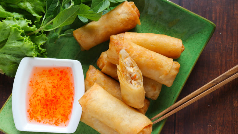 Fried Spring Rolls with sauce
