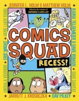 Babymouse and Lunch Lady are among a few familiar faces (along with plenty of new ones) in this very funny collection of eight comics shorts from the Holms, Krosoczka, Gene Luen Yang, Raina Telgemeier, Dave Roman, Ursula Vernon, and more. The stories generally embrace a school or recess theme, though in wildly different ways. Eric Wight’s talking cupcake, Jiminy Sprinkles, has a playground run-in with some surly vegetables (“They think they’re so much cooler than everyone else because they’re vitamin-fortified”), while Dan Santat explores homework-sharing and first love in a story that also features an embarrassing and very public vomiting incident. Readers will be in stitches.  <a href="http://www.publishersweekly.com/9780385370035" target="_blank">Read the review.</a>