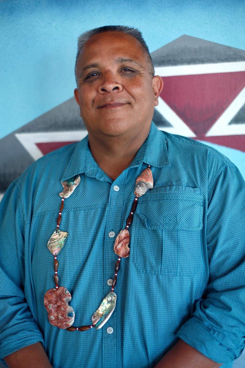 This undated photo provided by the Wiyot Tribe shows Wiyot tribal Chairman Ted Hernandez. On Monday, Oct. 21, 2019, the city of Eureka will sign over the deed to the largest chunk, more than 200 acres in what was the historic village of Etpidolh. No money was exchanged. (Wiyot Tribe via AP)