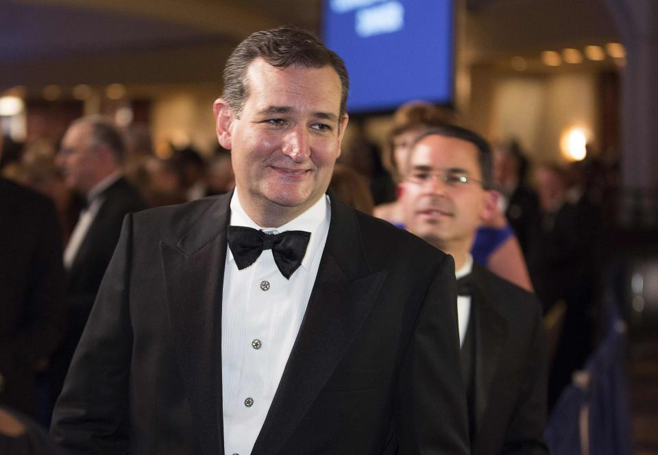 Senator Ted Cruz (R-TX) walks during the White House Correspondents' Association Dinner in Washington May 3, 2014. (REUTERS/Joshua Roberts)