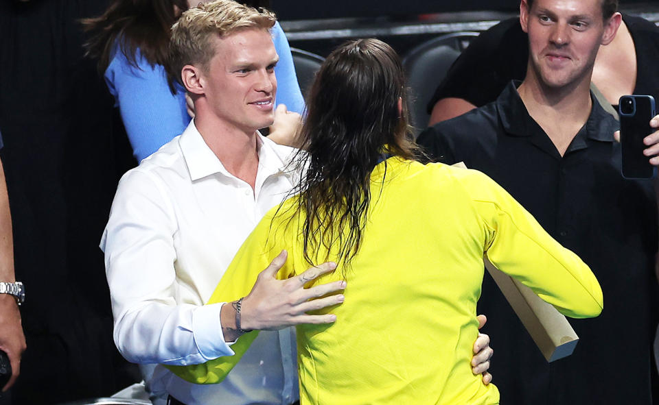 Cody Simpson, pictured here supporting Emma McKeon at the Paris Olympics.