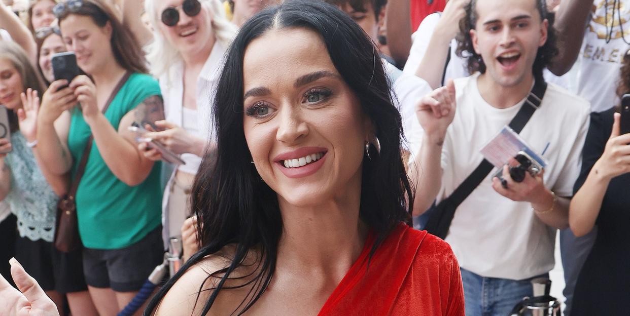 katy perry red mini dress train