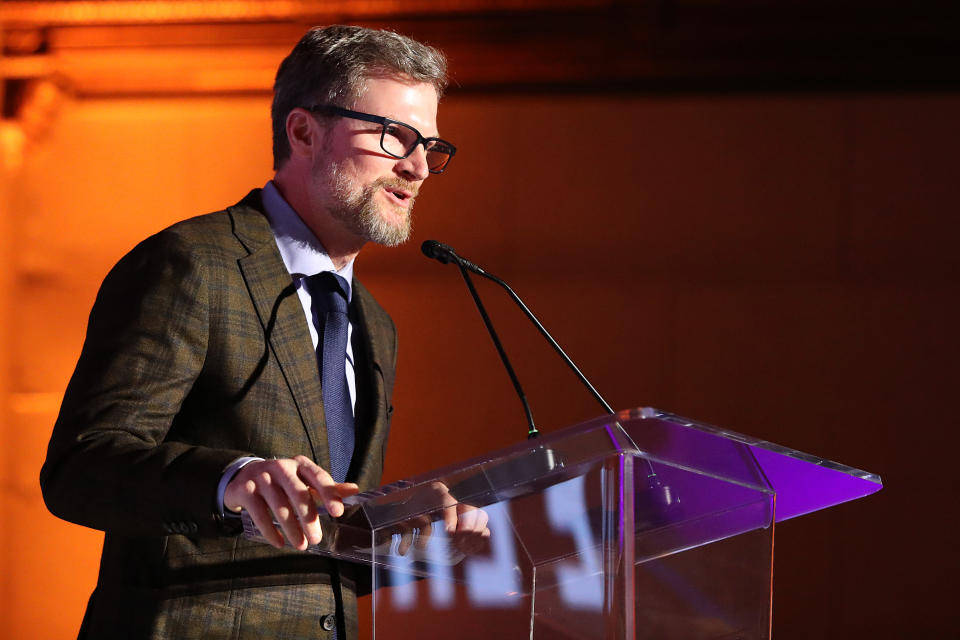 LOS ANGELES, CALIFORNIA - FEBRUARY 02: NASCAR Hall of Famer and JR Motorsports owner, Dale Earnhardt Jr. speakduring the 2024 NASCAR Drive for Diversity Awards at the Majestic Downtown Los Angeles on February 02, 2024 in Los Angeles, California. (Photo by Meg Oliphant/Getty Images)
