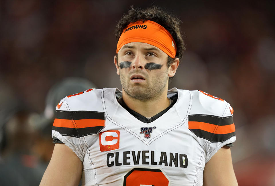 Browns quarterback Baker Mayfield has struggled to start this season. Why is that? (Getty)