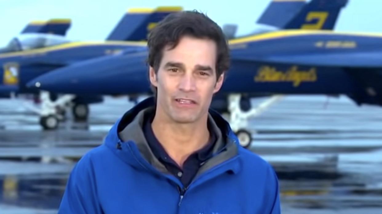  Rob Marciano in Lake Charles in front of Blue Angels planes. 