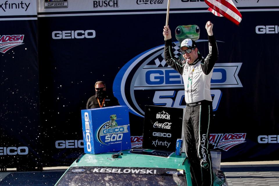 Keselowski's six Talladega wins put him in a tie for second all time with Jeff Gordon and Dale Earnhardt Jr., four behind Dale Earnhardt Sr.