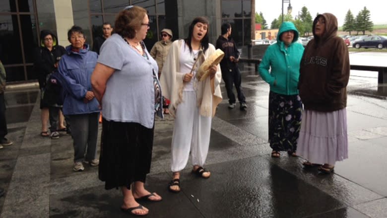 Anti-shale gas protesters Germain Jr. Breau and Aaron Rene Francis had several supporters show up for their Moncton court appearance on Thursday.