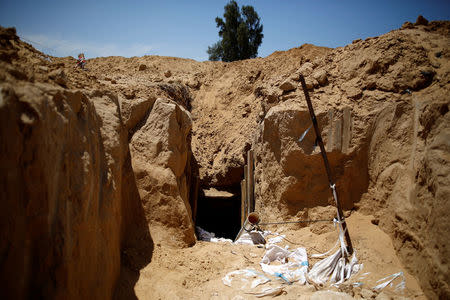 An entrance to a tunnel which Israel's military said it had discovered is seen just outside the southern Gaza Strip May 6, 2016. REUTERS/ Amir Cohen TPX IMAGES OF THE DAY