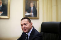 Governor of the Central Bank of Greece Yannis Stournaras looks on during an interview with Reuters at the bank's headquarters in Athens, Greece, November 8, 2016. Picture taken November 8, 2016. REUTERS/Alkis Konstantinidis