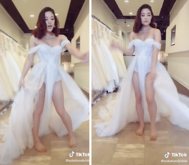 This bride's skimpy wedding BODYSUIT had left social media users divided