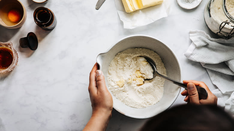 butter added to flour