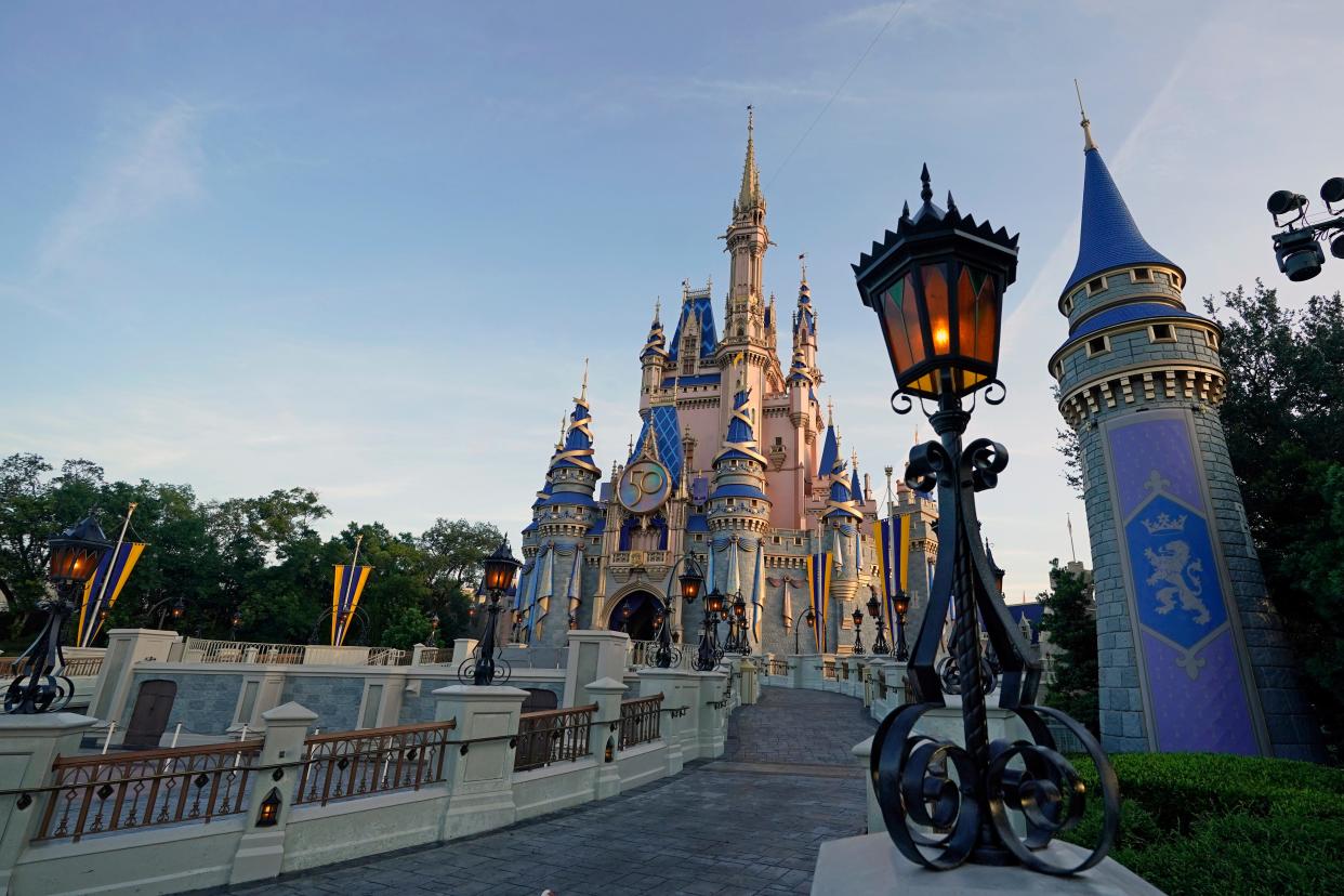 Cinderella Castle got a pink makeover for Walt Disney Word's 50th anniversary celebrations.