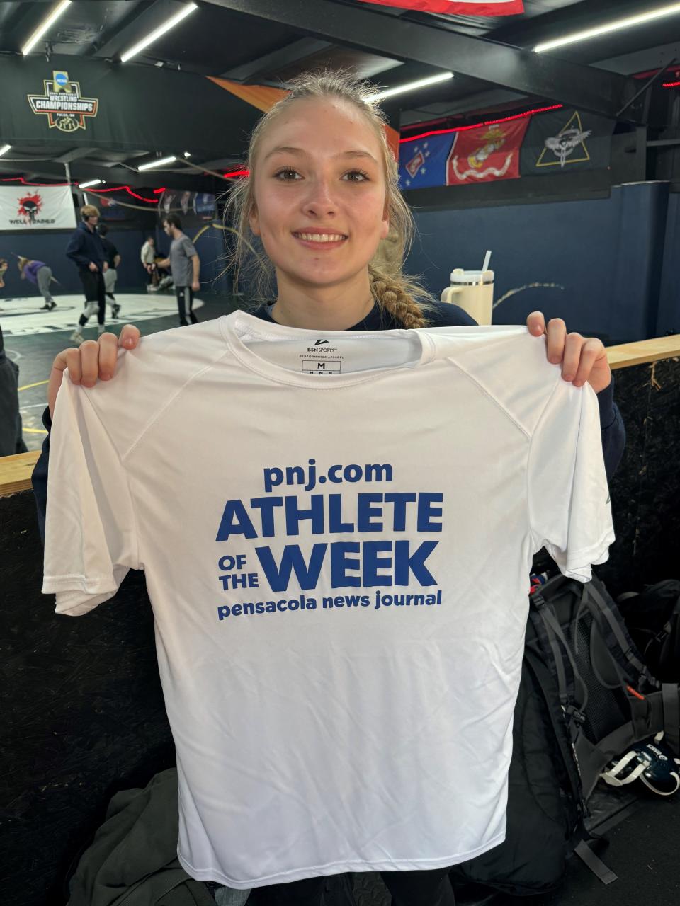 Gulf Breeze's Lily Powell won the PNJ Athlete of the Week award for the week of Feb. 5-10, after winning the 115-pound weight class at the District 1-1A individual tournament.