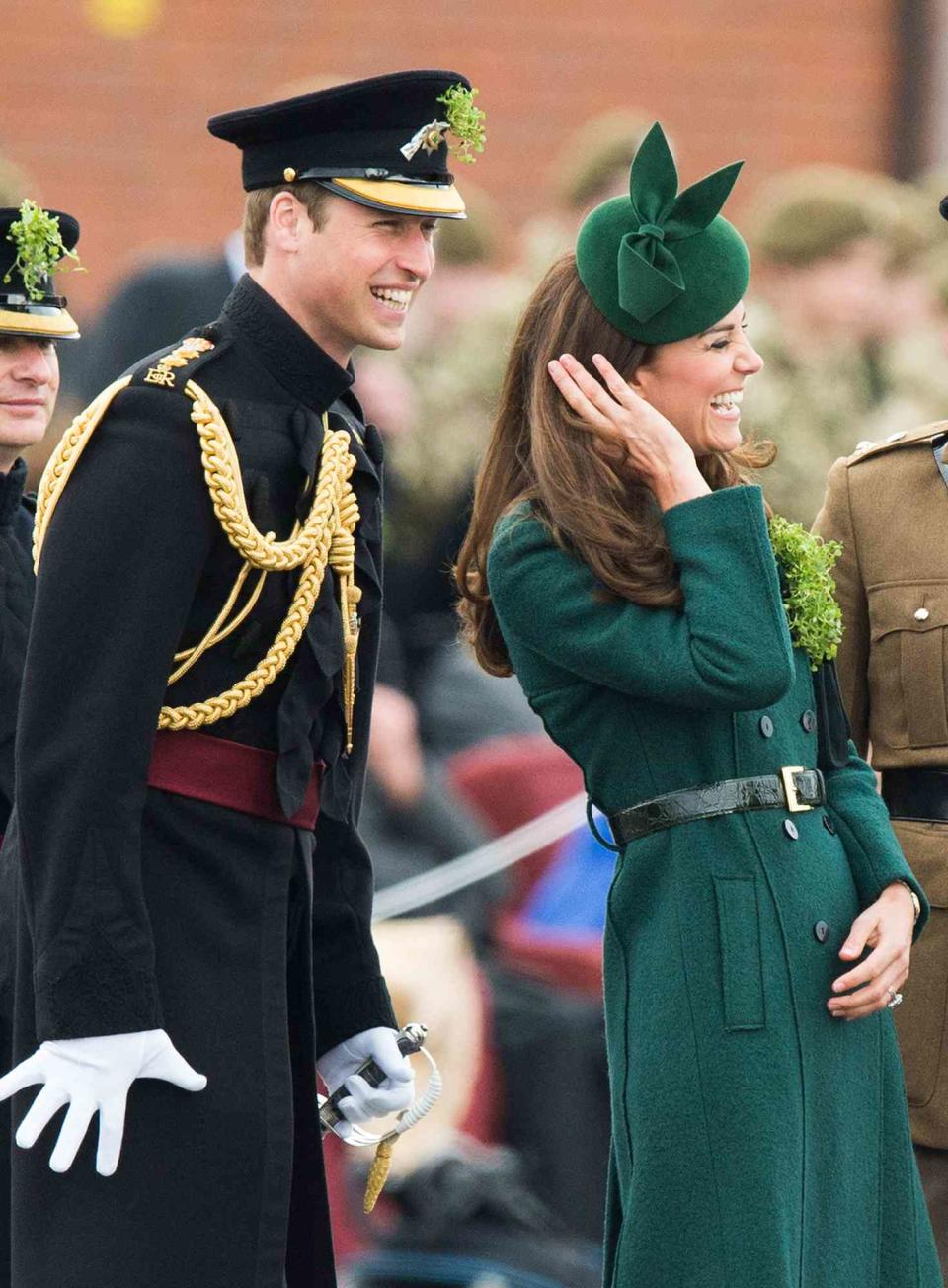 Prince William, Duke of Cambridge and Catherine, Duchess of Cambridge attend the St Patrick's Day parade at Mons Barracks on March 17, 2014 in Aldershot, England