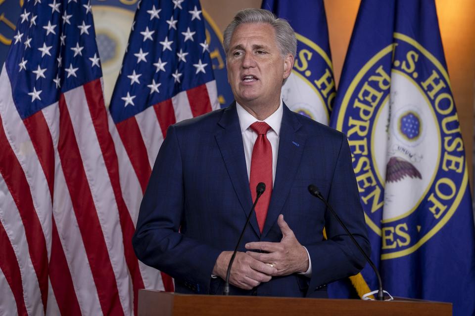 House Republican leader Kevin McCarthy on July 2, 2020, in Washington, D.C.