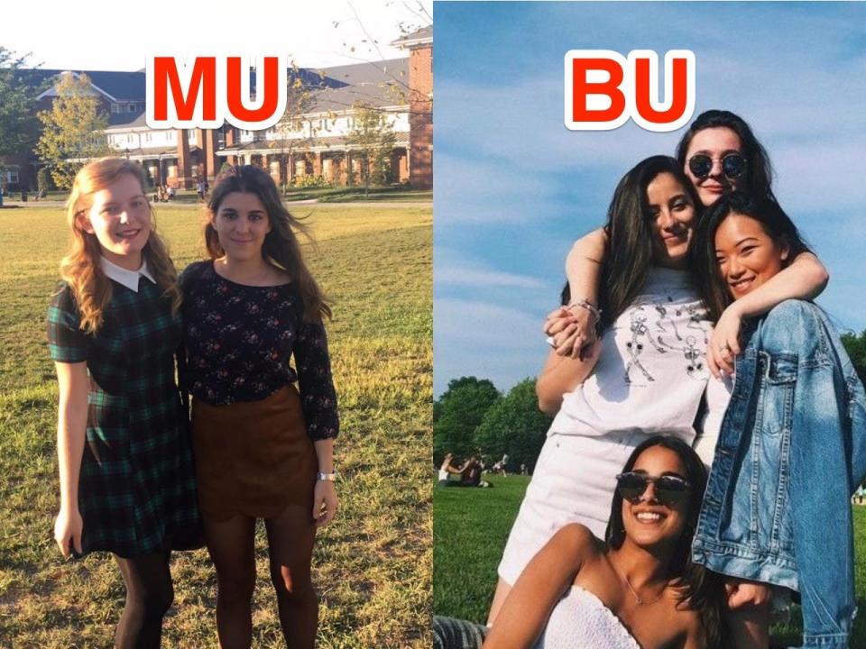 Mikhaila and her roommate Elena, and Maria and her senior year roommates Elise, Erina and Arushi.