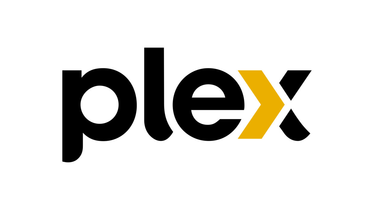  The logo for streaming platform Plex. 