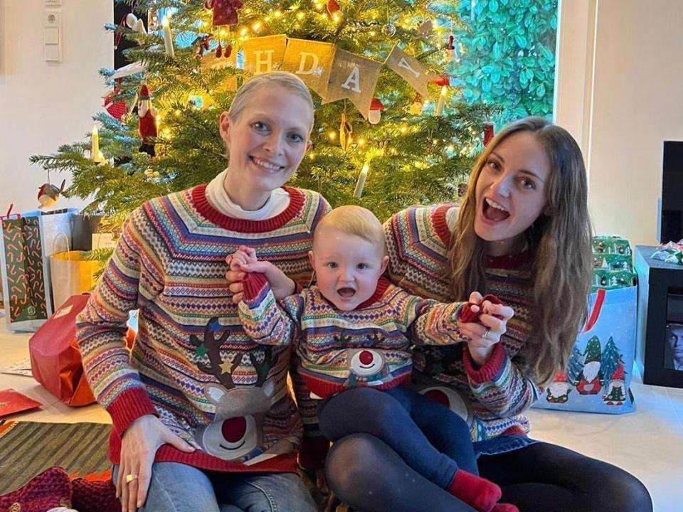 Leeanne Davies-Grassnick with her wife, Emma and their son, Caspar at Christmas