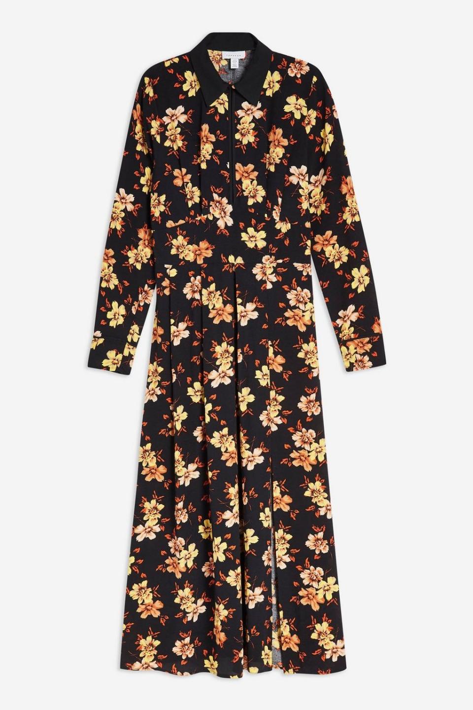 Topshop Autumn Floral Print Midi Skater Dress. (Photo: Topshop)