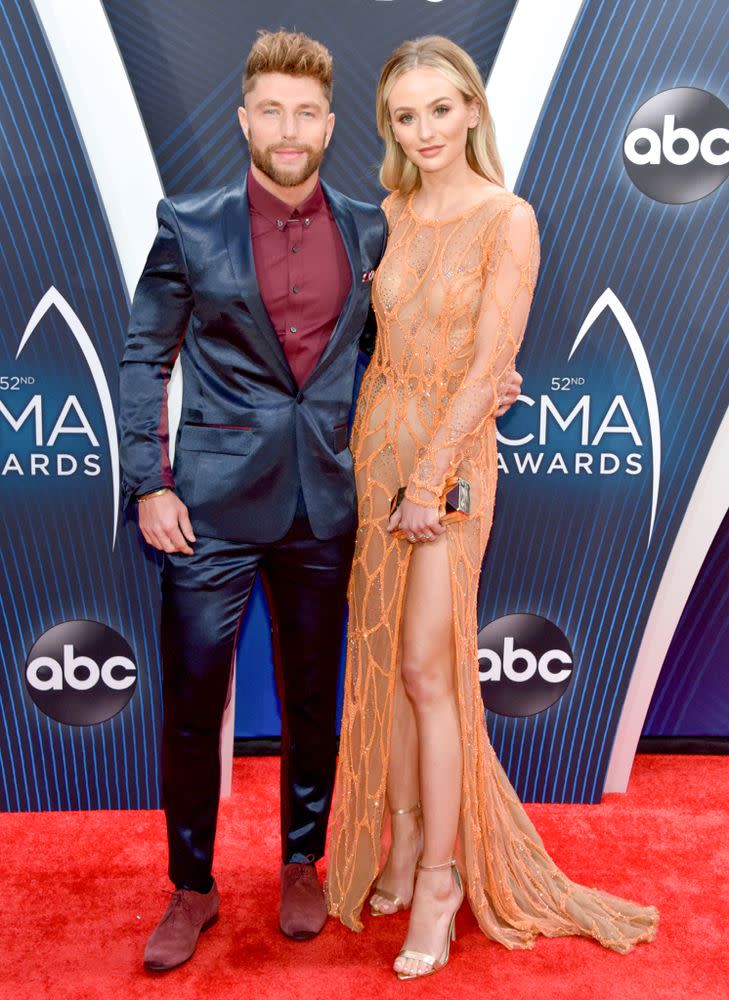 Chris Lane and Lauren Bushnell at the CMA Awards