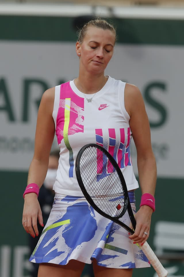 Petra Kvitova struggled in the windy conditions